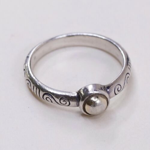 Sz 7 Vtg Brighton Sayan Sterling Silver Handmade Ring, 925 Band W/ Swirly