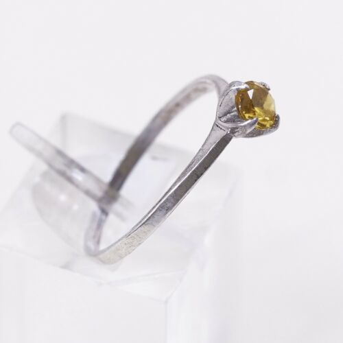 Sz 7.75, Vtg ESPO Sterling Silver handmade Ring, 925 Silver W/ citrine