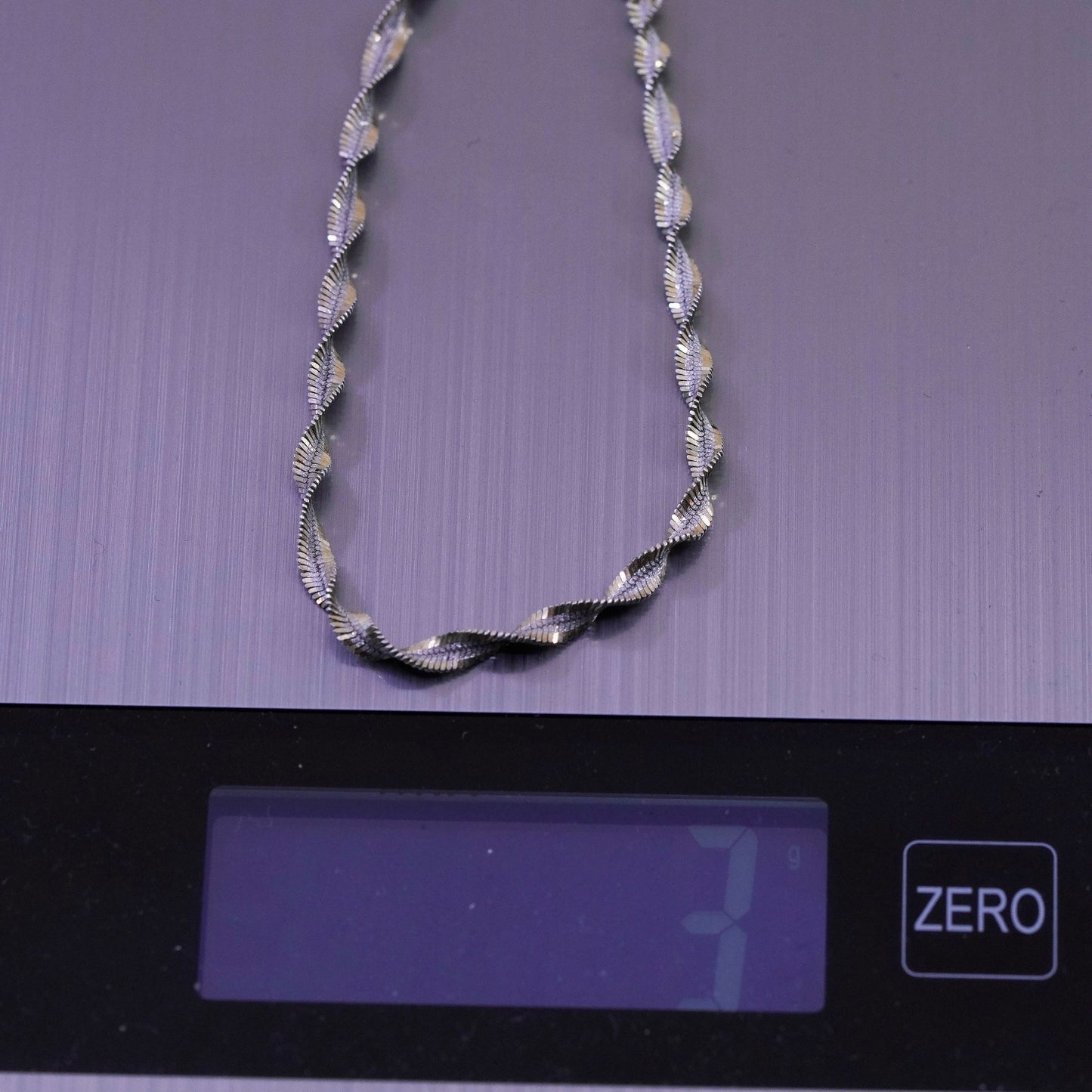 7.75”, vermeil gold sterling silver bracelet, 925 twisted herringbone chain