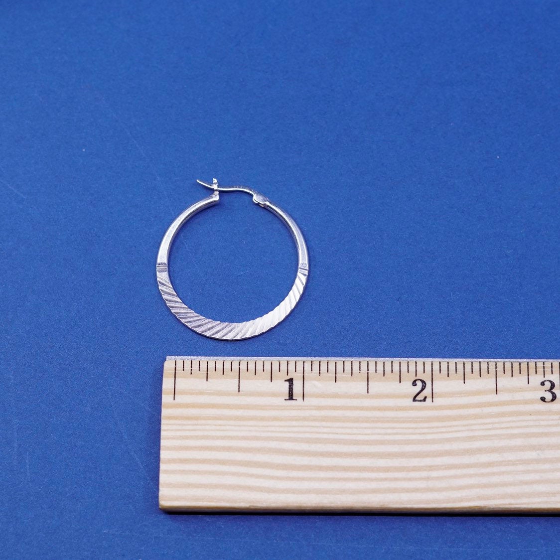 1.25", vtg Sterling silver handmade hoop earrings, 925 textured huggie