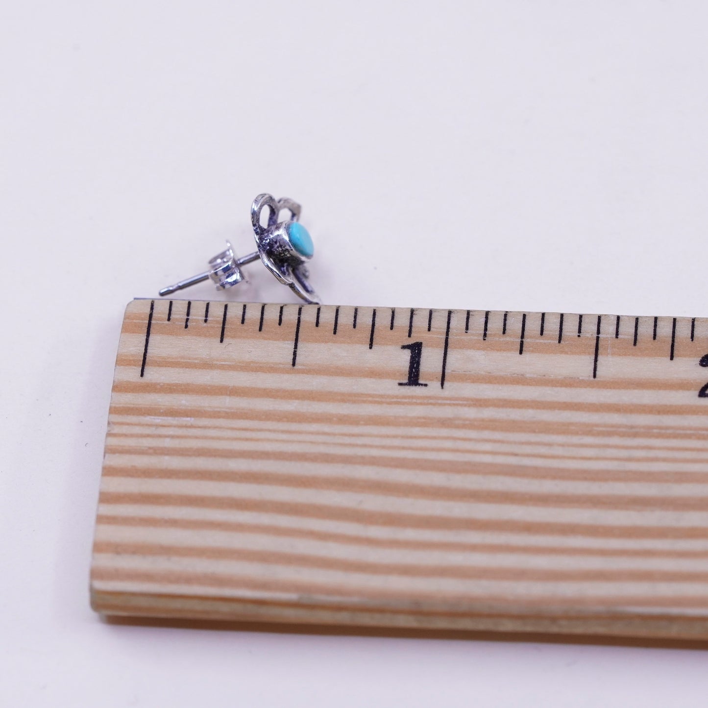 Vintage sterling 925 silver handmade butterfly studs, earrings with turquoise