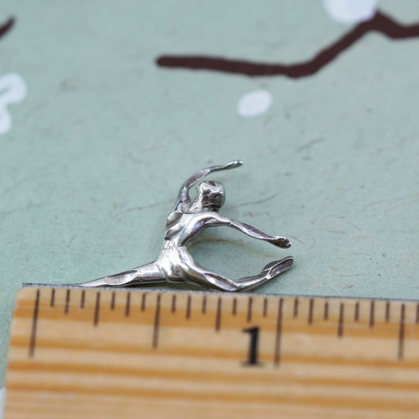 Vintage Sterling silver handmade pendant, 925 ballerina, dancer charm