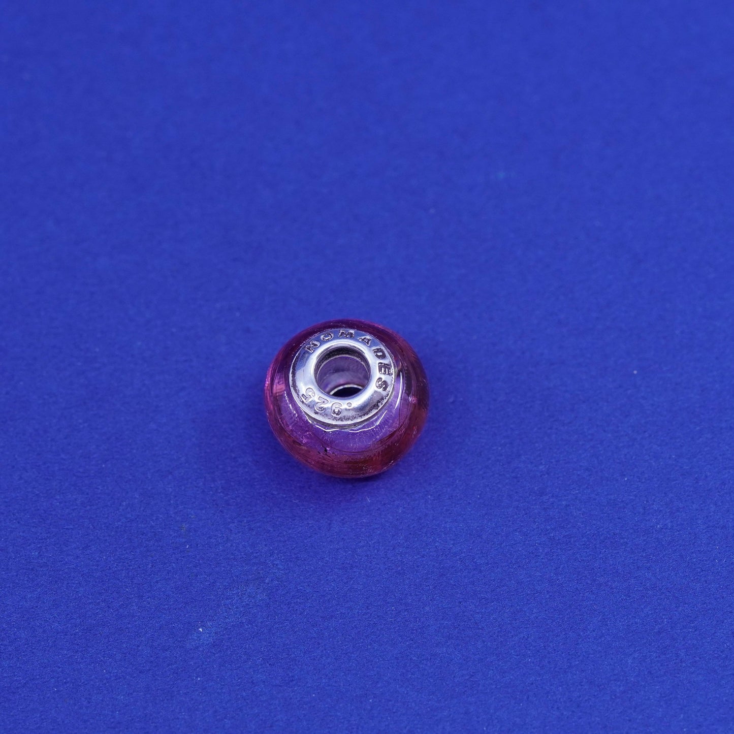 Nomades Sterling silver handmade bead pendant, 925 charm with Murano glass