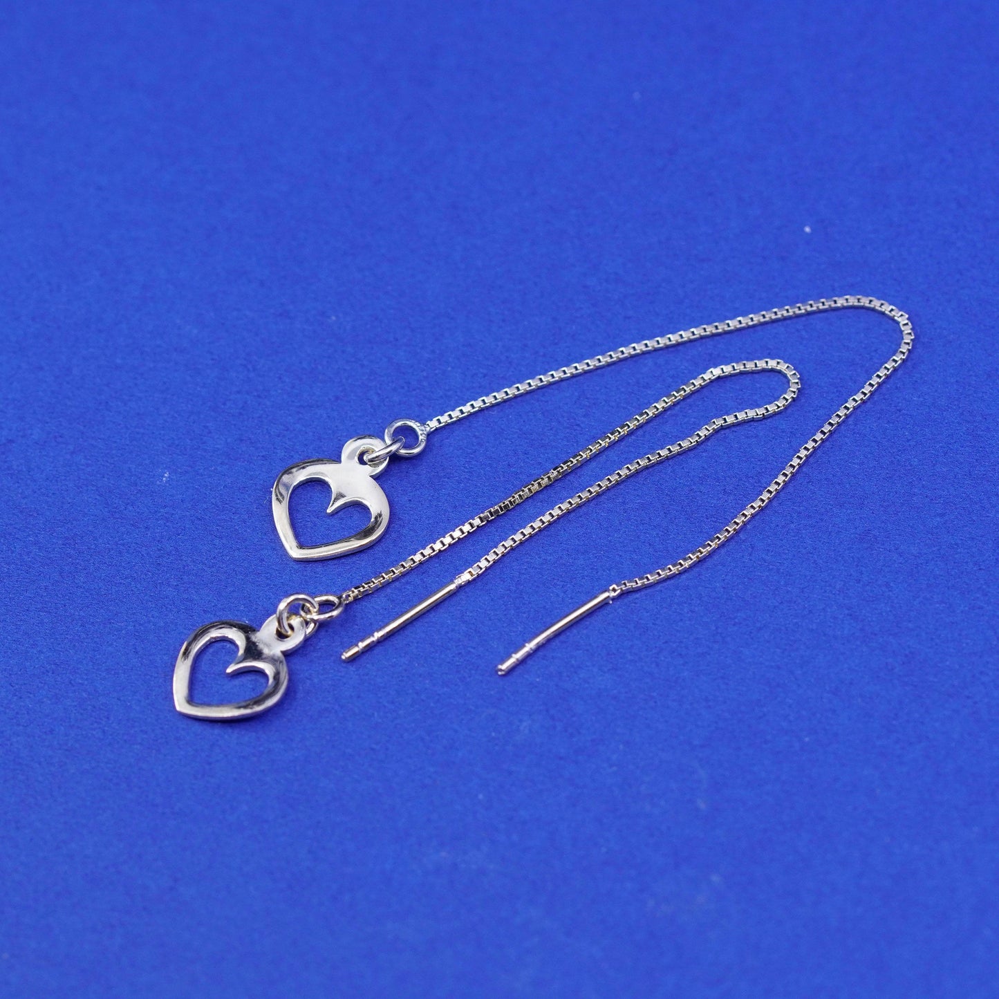 Vintage vermeil gold filled Sterling 935 silver handmade long earrings heart