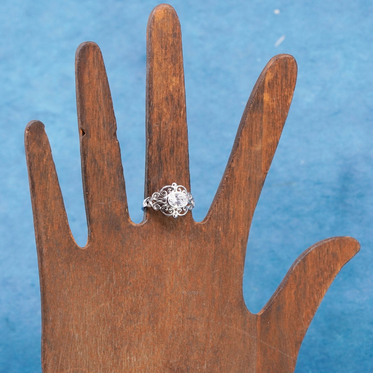 Size 6.5, vintage Sterling 925 silver handmade ring with cz