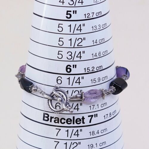 6.5”, Vtg Handmade Gemstone Nugget Bracelet W/ Silver Tone Toggle Closure