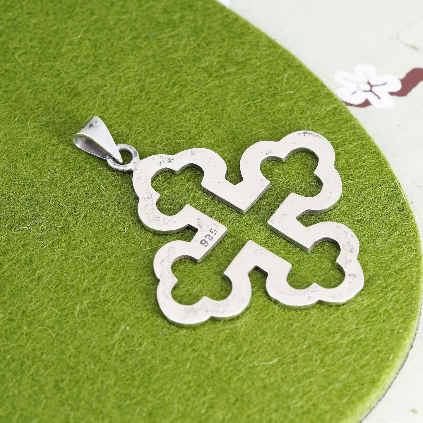 Vintage Sterling silver handmade charm, 925 Jerusalem cross pendant