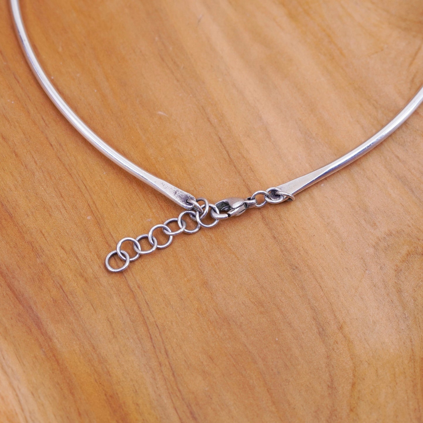 13+1”, vtg Sharp sterling silver handmade choker collar necklace, 925 bar chain