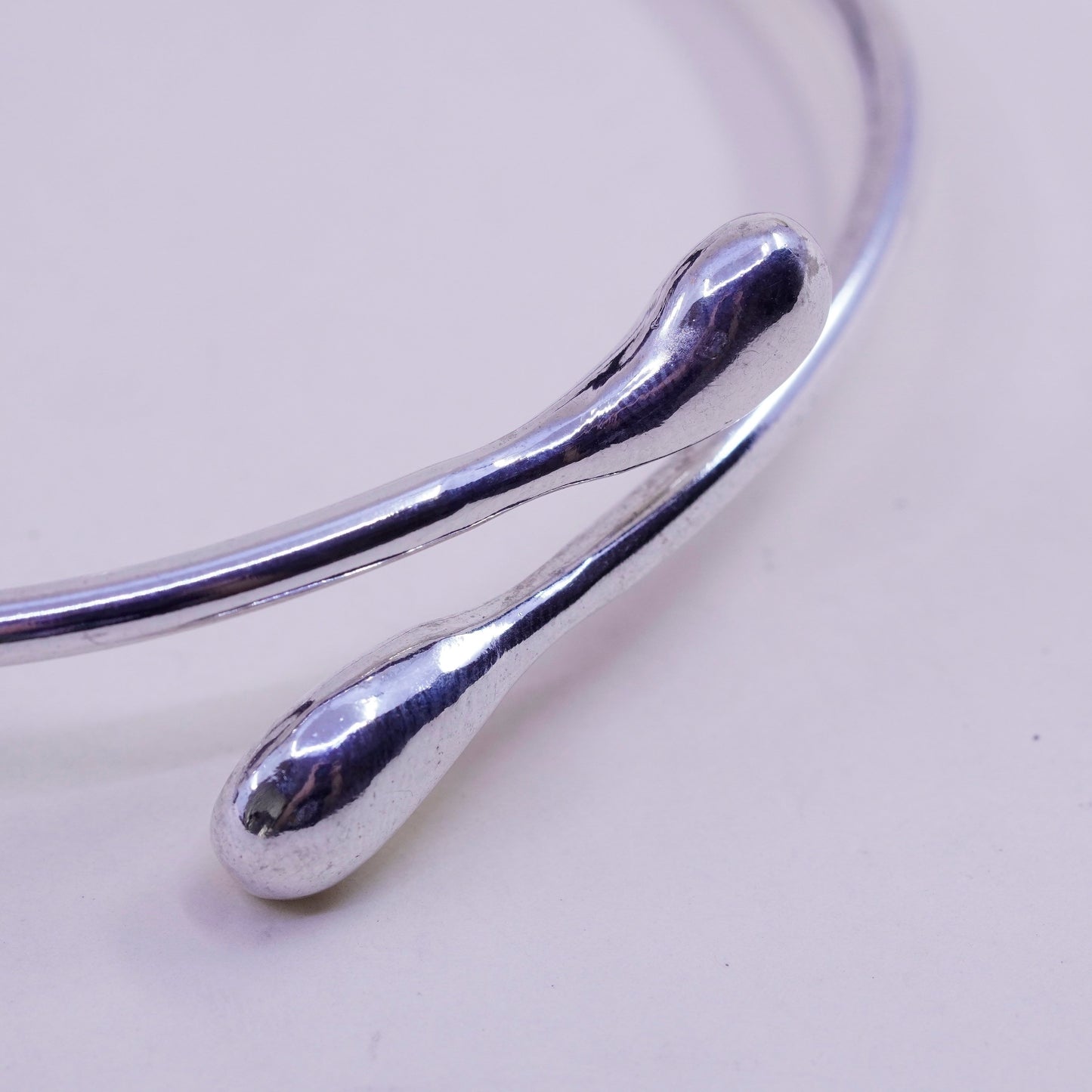 6.75”, sterling silver contemporary handmade bracelet, 925 wrap cuff teardrop
