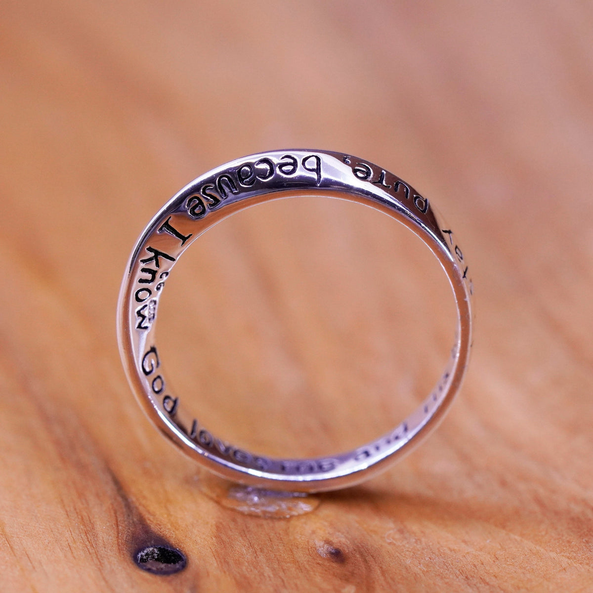 Size 6.5, Sterling silver inspirational ring, 925 quote band “today I promise