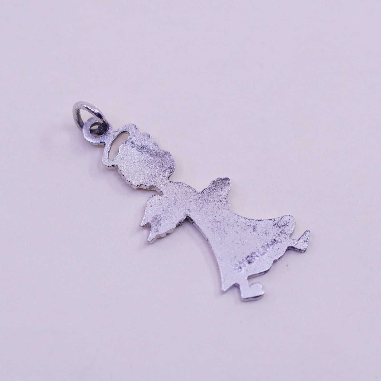 Vintage sterling silver handmade pendant, 925 angel charm