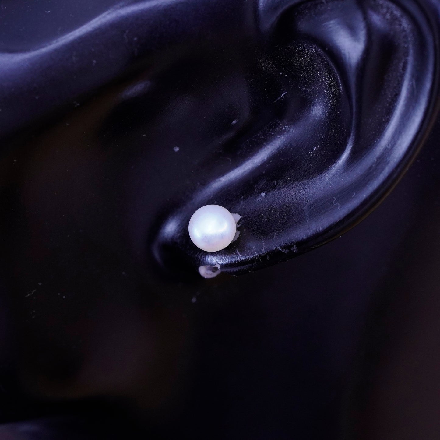 Vintage Sterling silver handmade earrings, 925 pearl studs