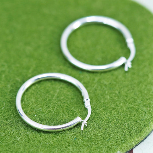 1.25”, vtg sterling silver loop earrings, fashion minimalist primitive hoops