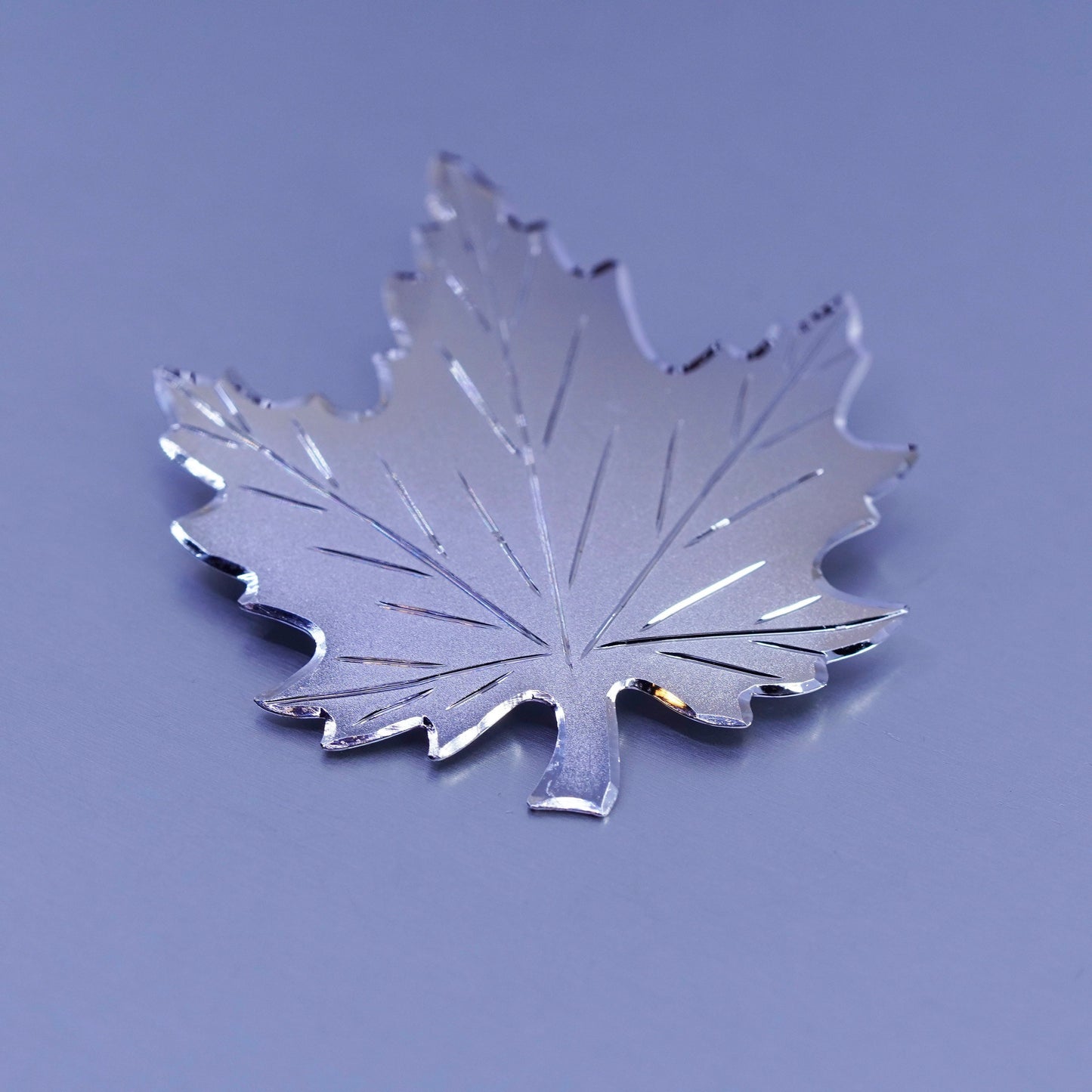 Vintage sterling silver handmade brooch, 925 maple leaf pin