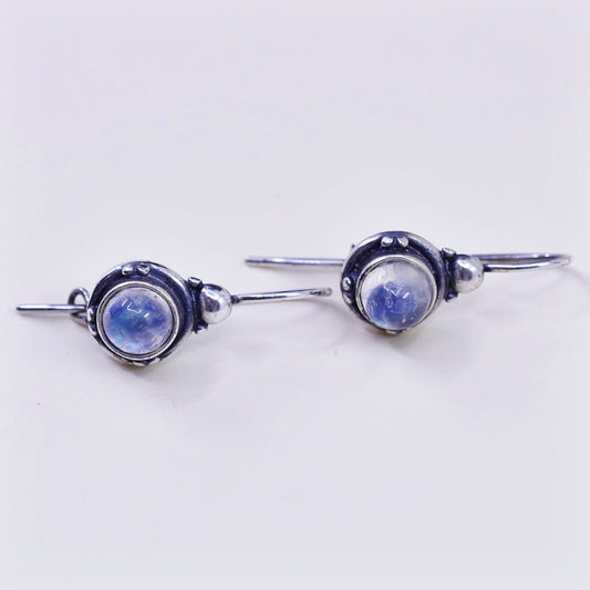 Vintage Sterling 925 silver handmade earrings with moonstone drops