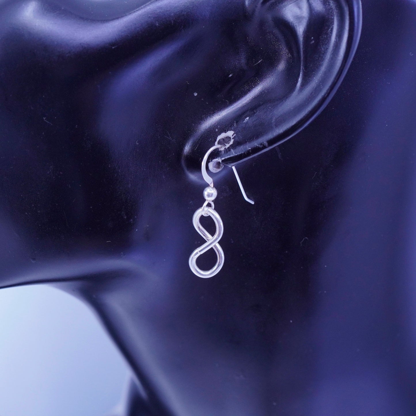 Vintage Sterling 925 silver handmade infinity earrings