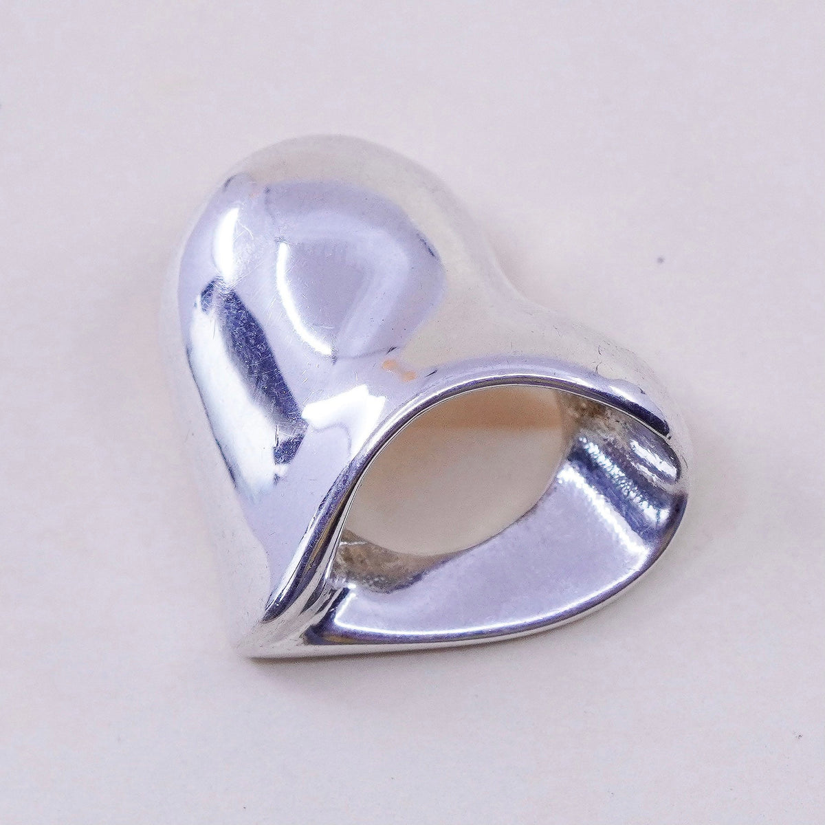 Vintage sterling silver handmade pendant, modern 925 heart