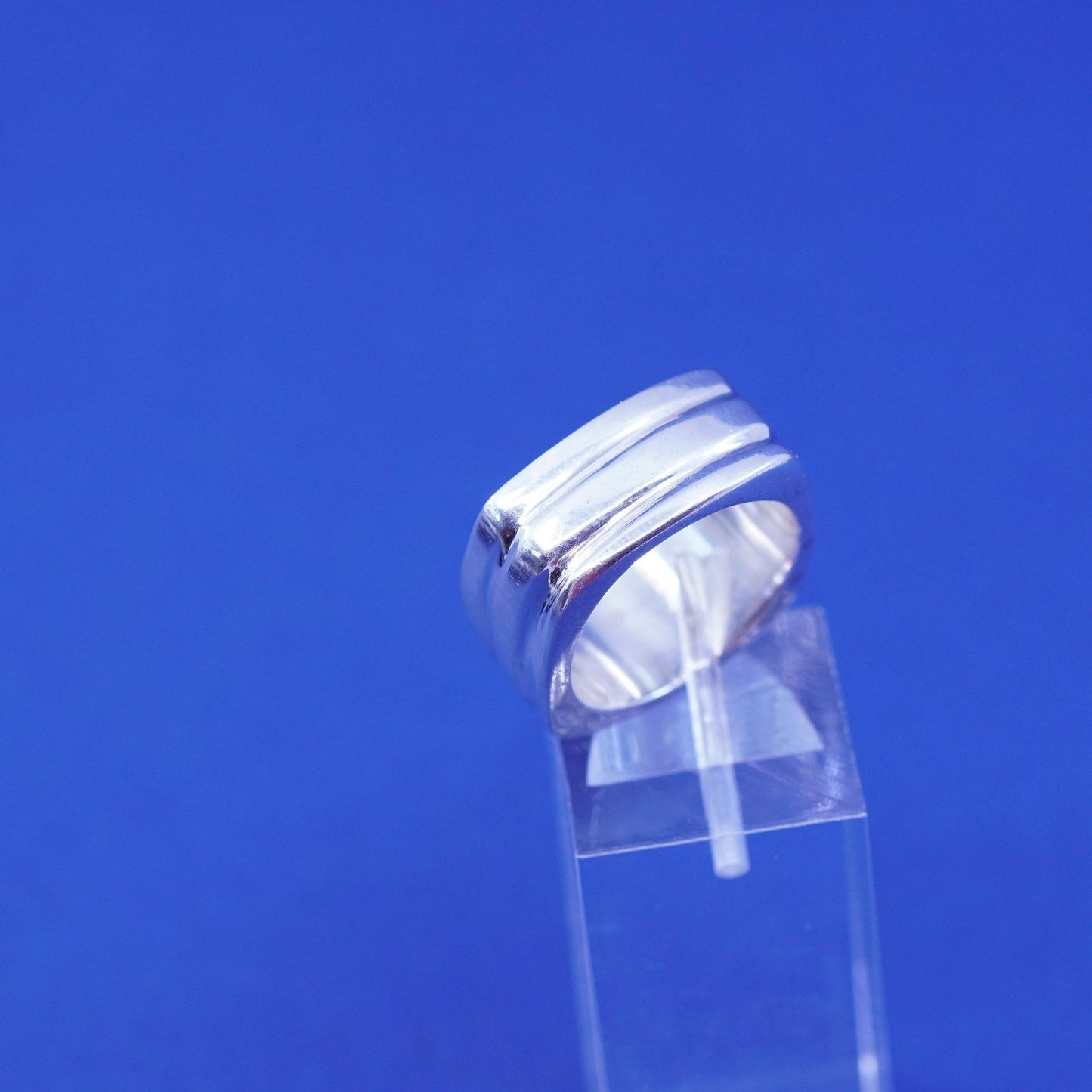 Size 6.25, Sterling silver handmade ring, Mexico square ribbed 925 men’s band