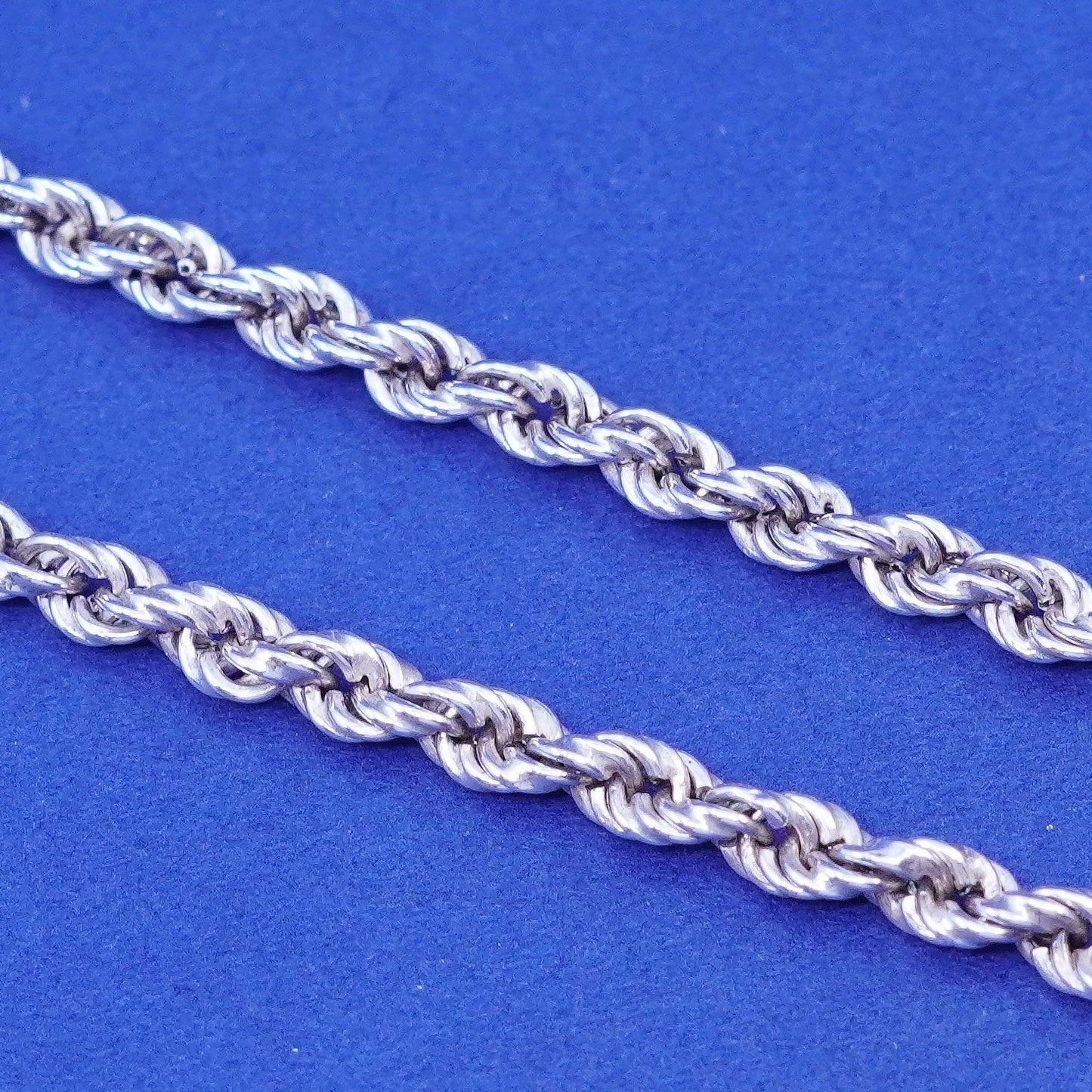 18”, 3mm, vintage Sterling silver handmade necklace, 925 diamond rope chain