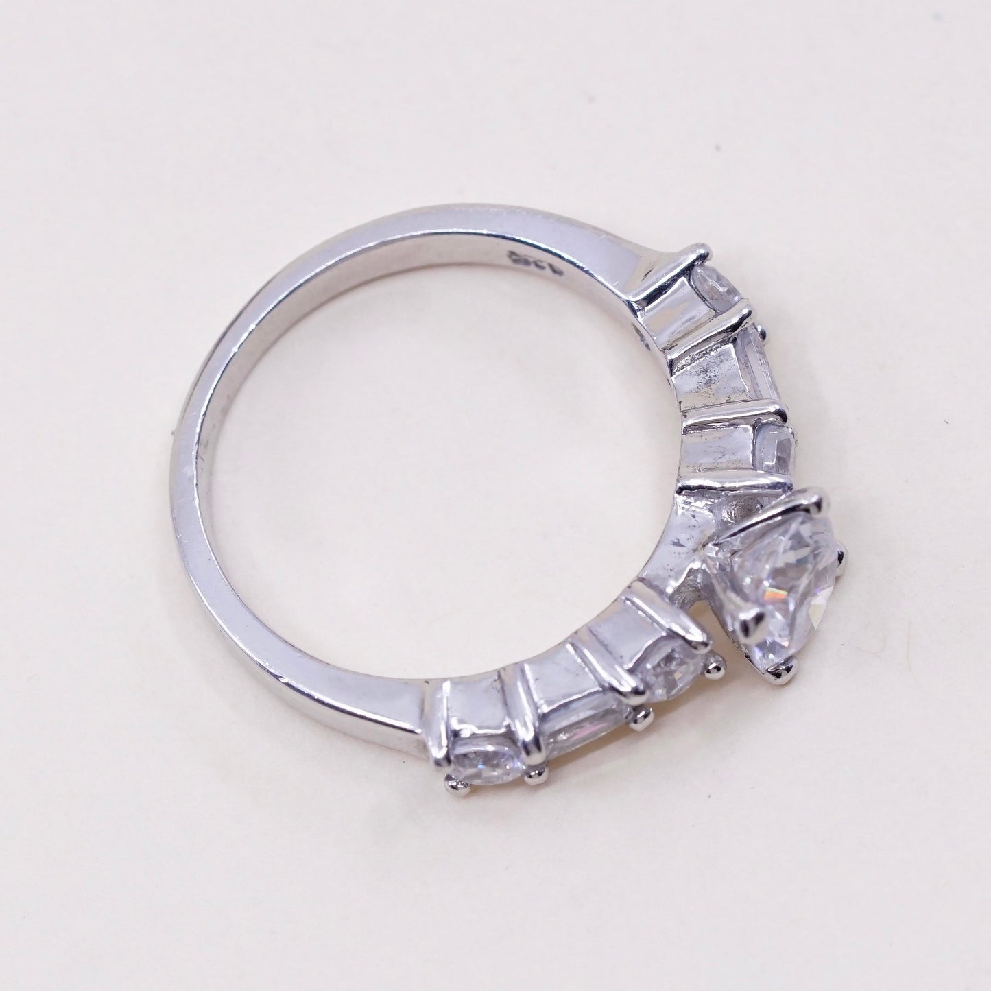 Size 6.25, Sterling silver ring, 925 silver with round cut cz, engagement ring