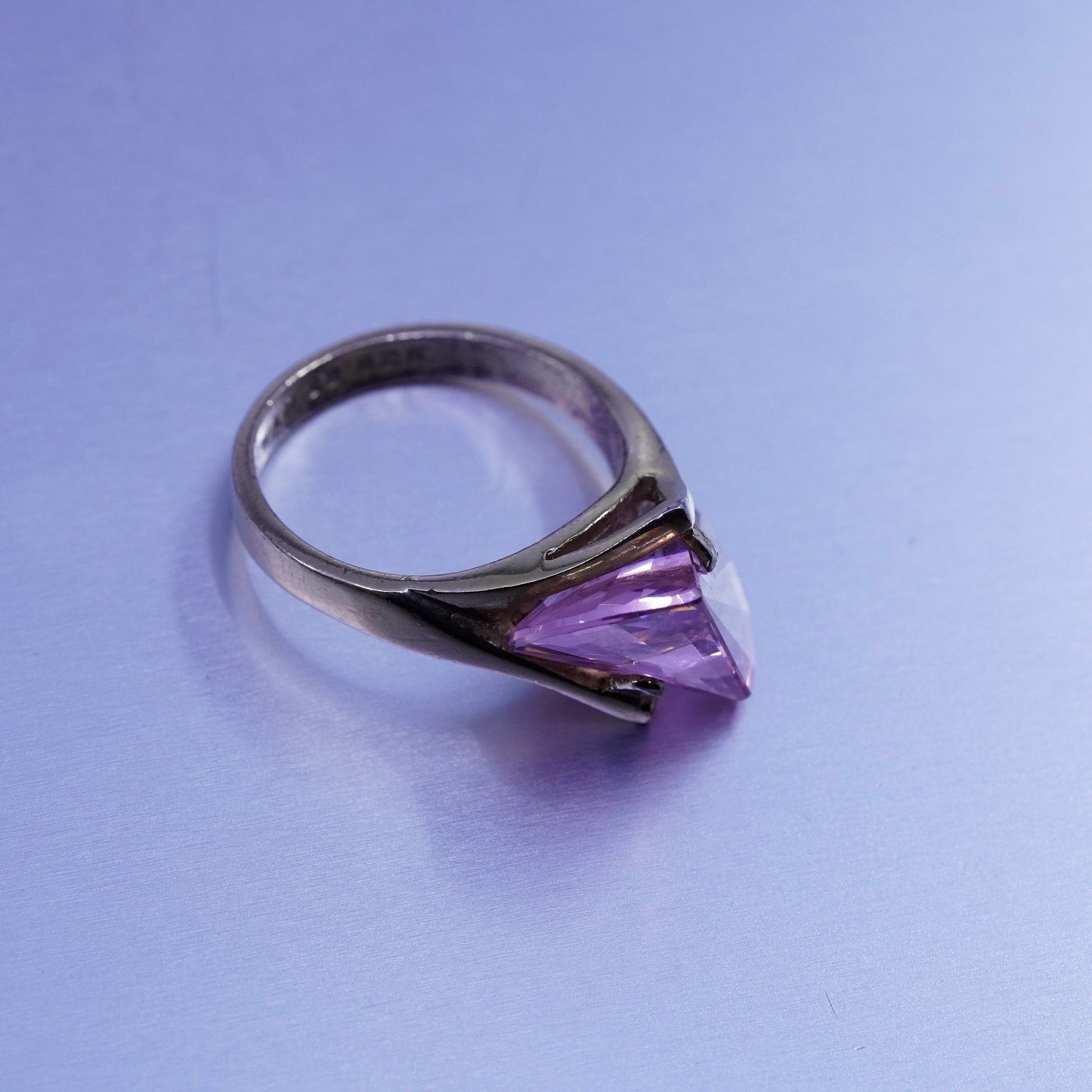 Size 6.5, vintage vermeil gold over Sterling silver modern ring pink crystal