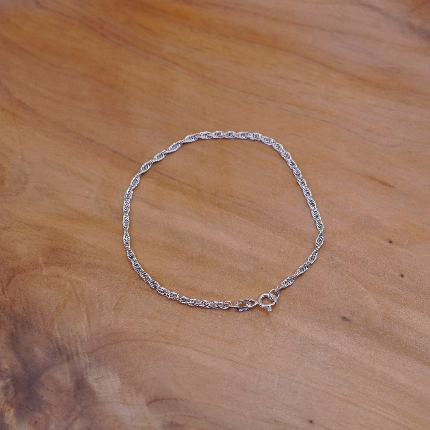 7.25”, vintage Sterling silver French rope bracelet, Italy 925 silver chain