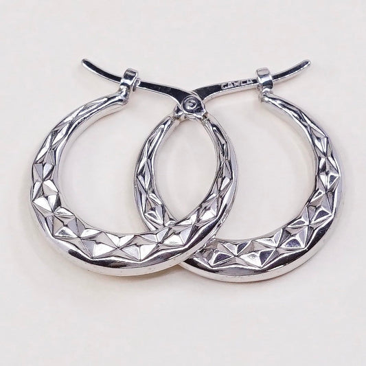 0.5”, caria 14K gold hoops earrings, white puffy huggie w/ Texture