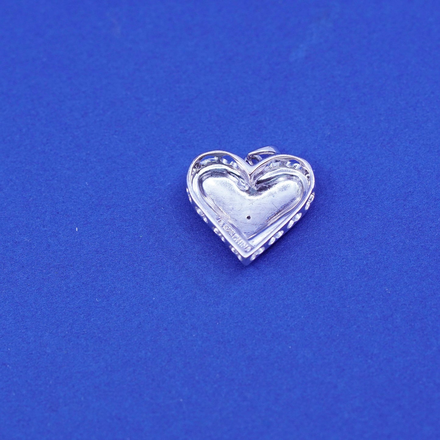 Vintage Sterling 925 silver heart pendant with diamond