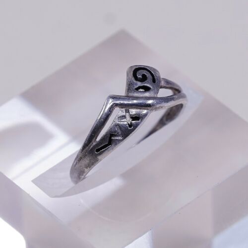 Sz 6, Vtg Sterling Silver Handmade Ring, 925 Silver Band W/ Swirl Texture
