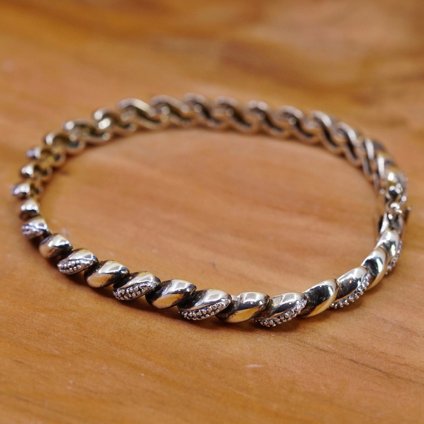7.25”, vermeil gold over Sterling 925 silver tennis bracelet San Marco diamonds