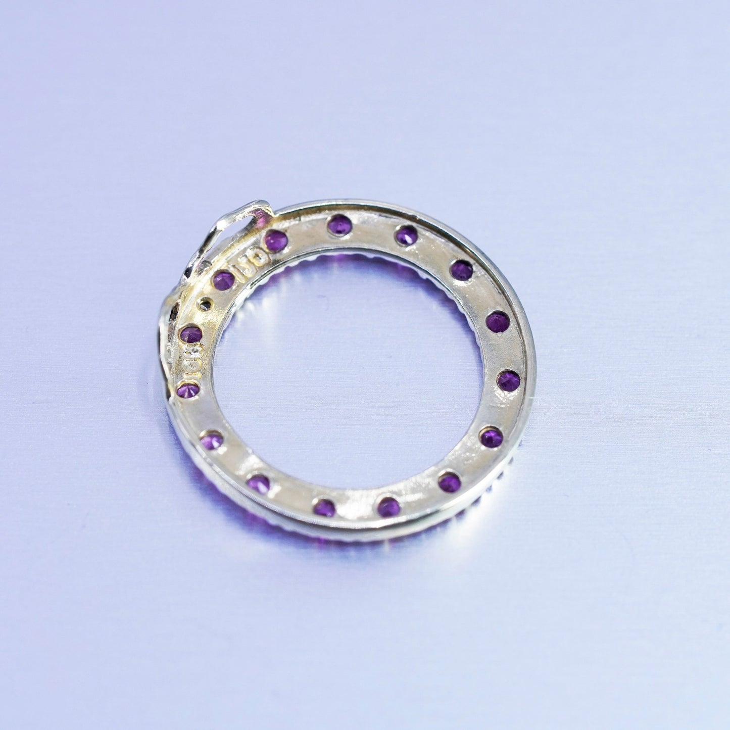 antique vermeil gold over sterling 925 silver circle pendant with ruby diamond