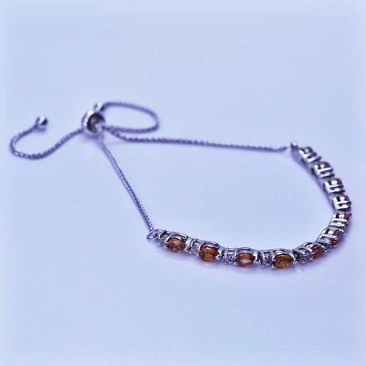 Size adjustable. Jewelry Sterling 925 silver bracelet, box chain with crystal