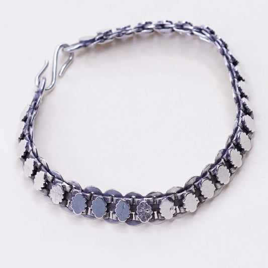 7.5”, vintage sterling 925 silver tennis bracelet, 925 tennis gold link chain