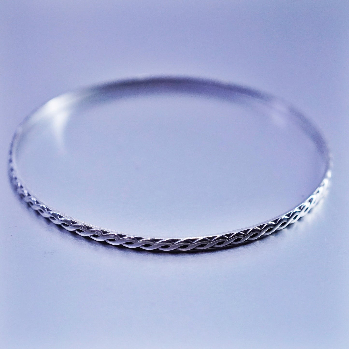 8.5”, Vintage Sterling 925 silver handmade bracelet, textured bangle