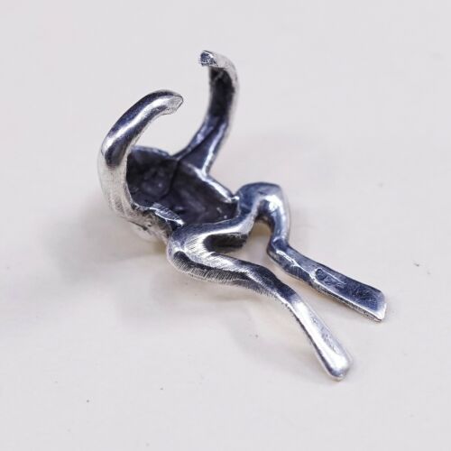 Vintage Sterling Silver Frog Pendant, Solid 925 Silver Charm