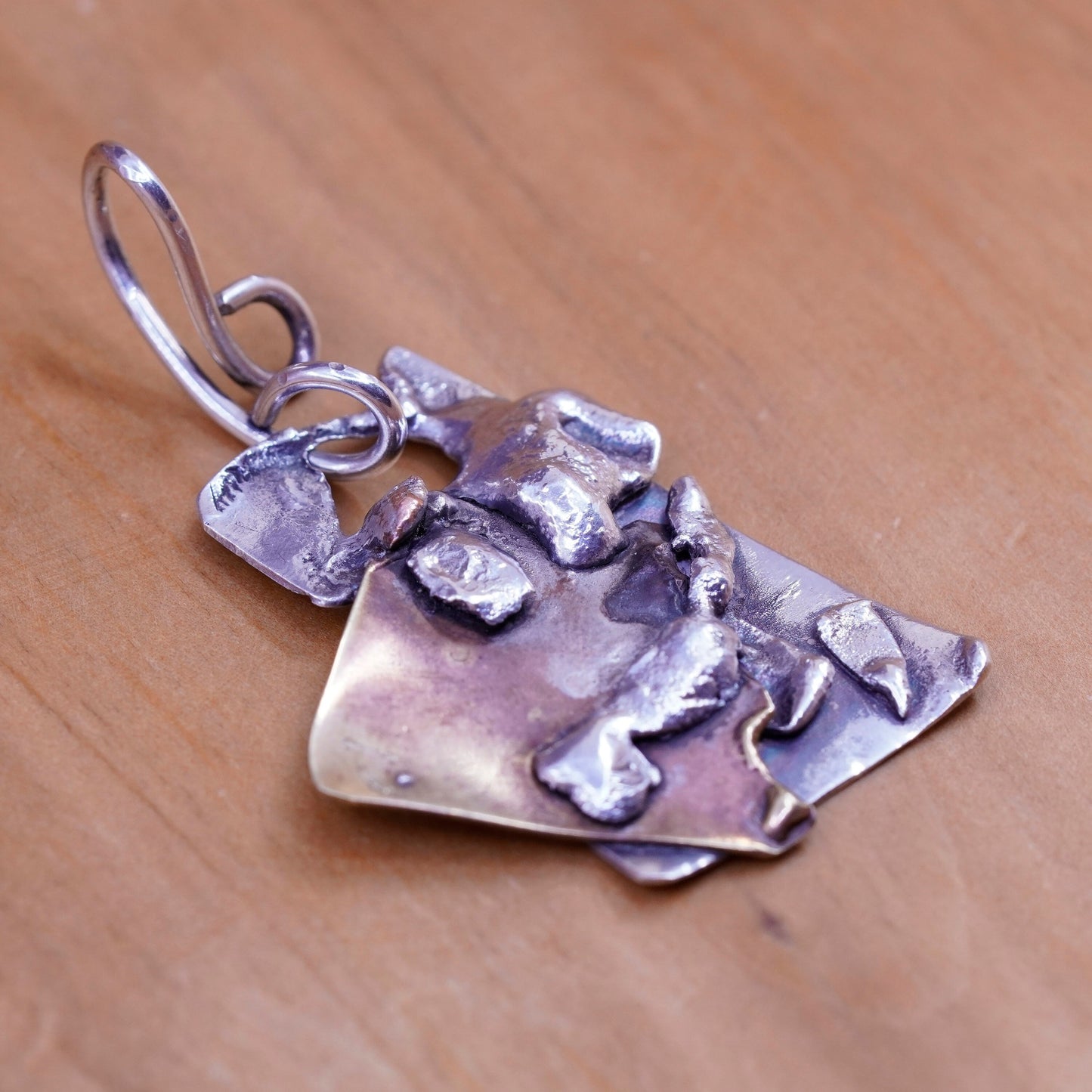 Vintage Sterling silver handmade pendant, 925 freeform pendant