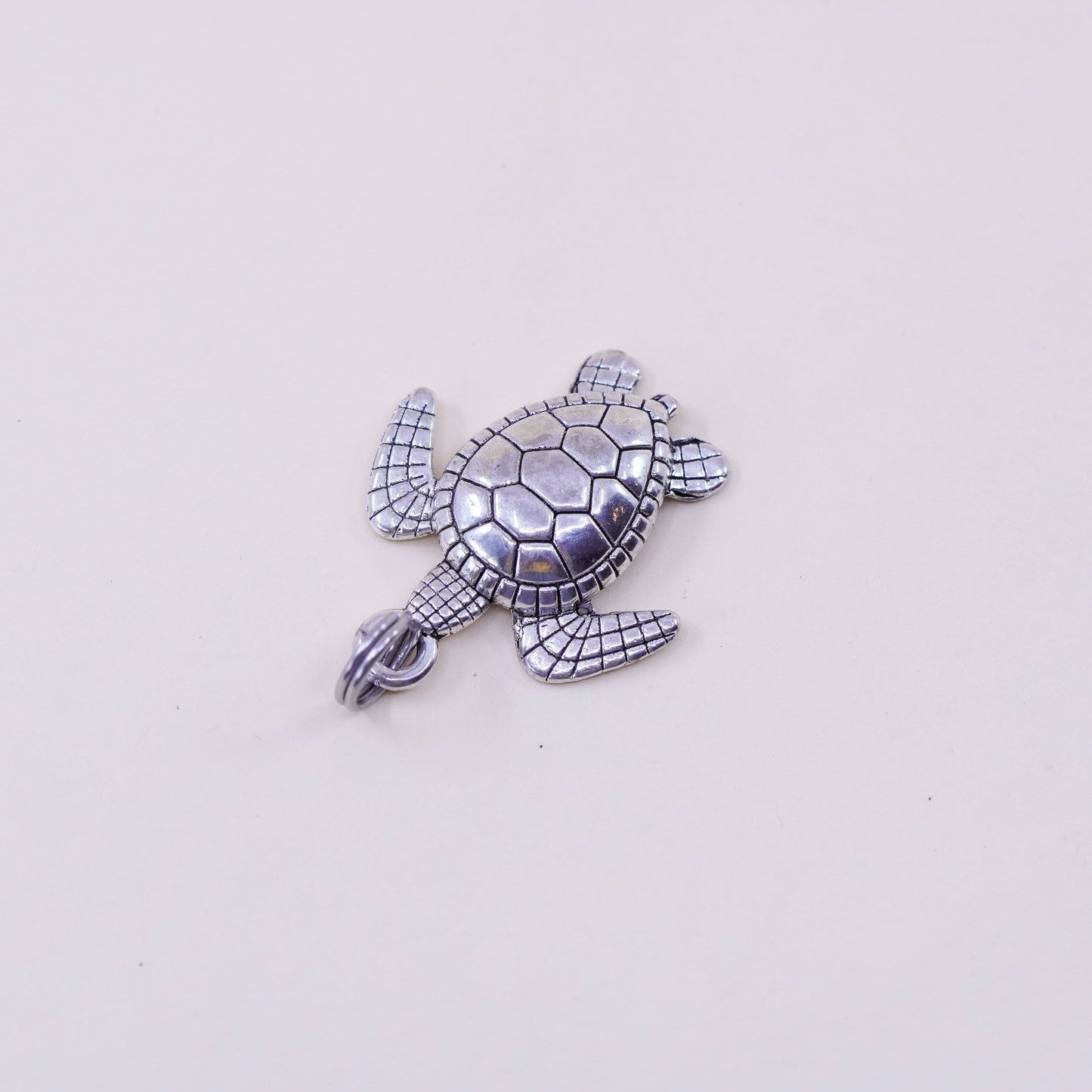 Vintage sterling silver handmade pendant, 925 turtle charm