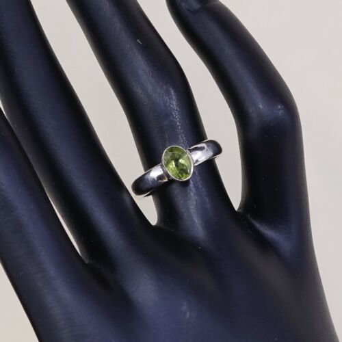 Sz 6, Vtg Sterling Silver Handmade Ring, 925 Silver Band W/ peridot