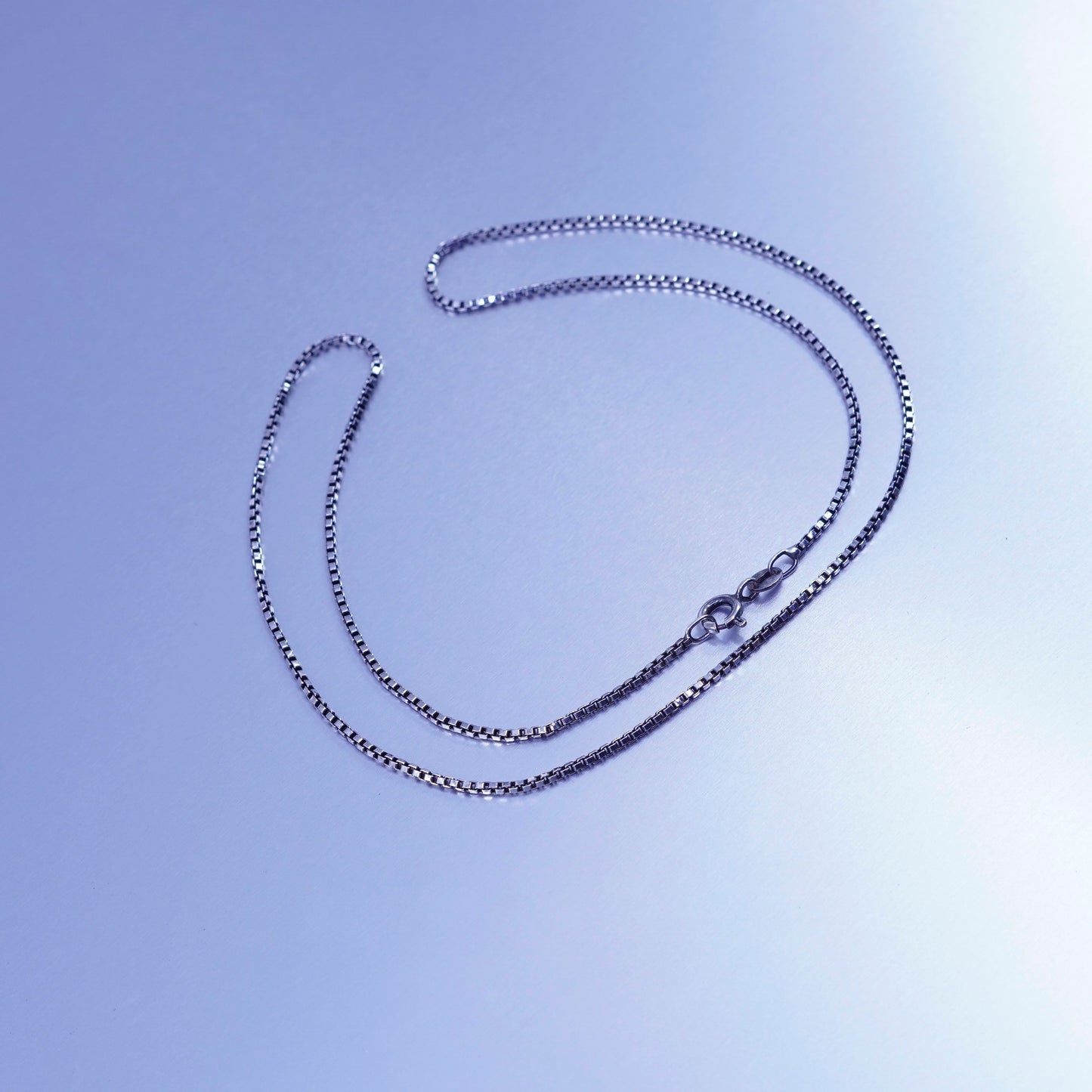 18” 1mm, vintage Italy 925 silver box chain necklace