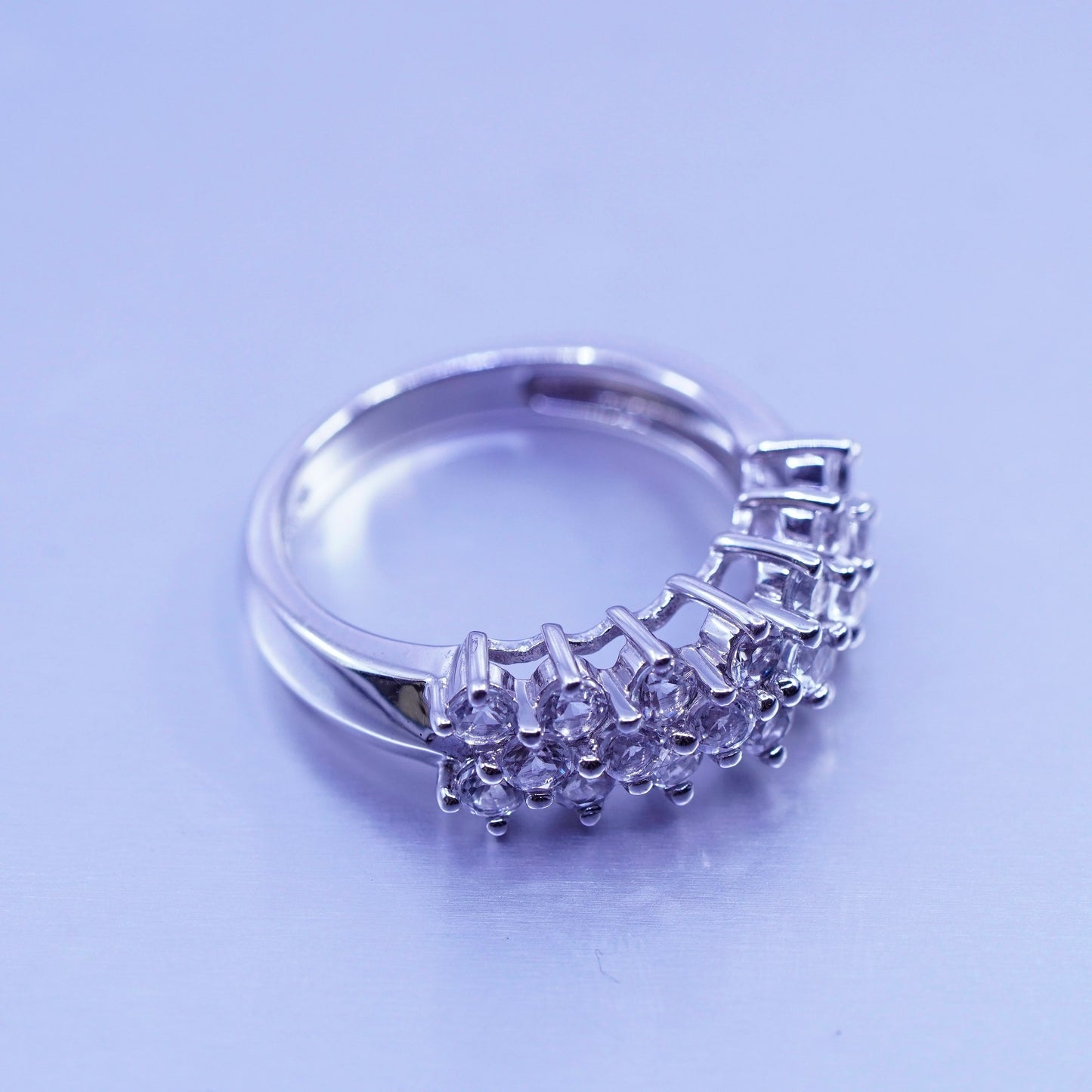 Size 8, vintage P4 SR (silver Palladium Gold Platinum) ring with cluster Cz