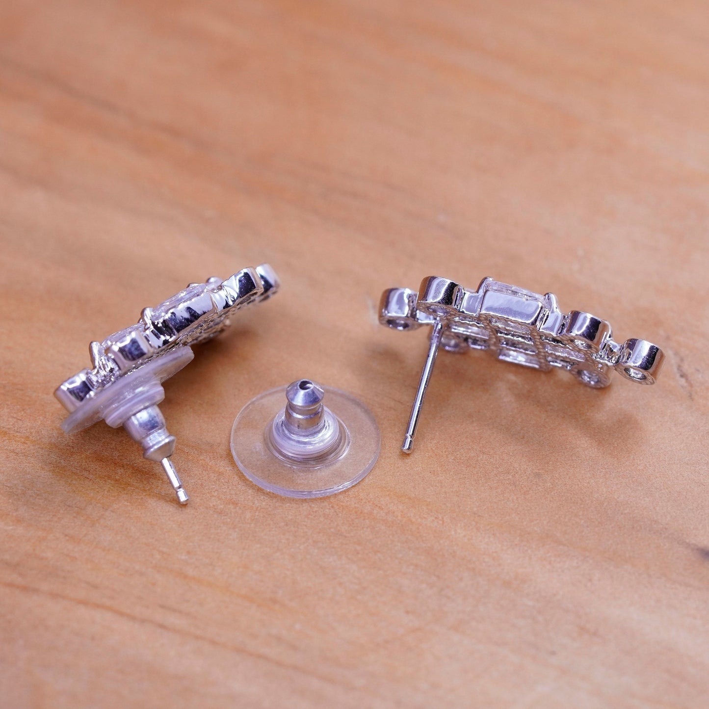 Vintage Sterling 925 silver clear Cz studs, Swarovski earrings