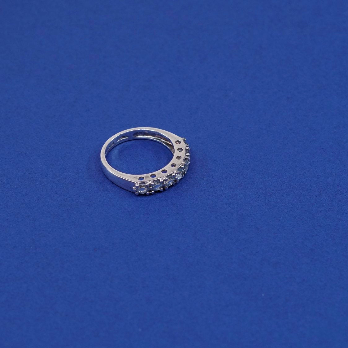 Size 6.25, vtg sterling silver ring, 925 w/ sapphire