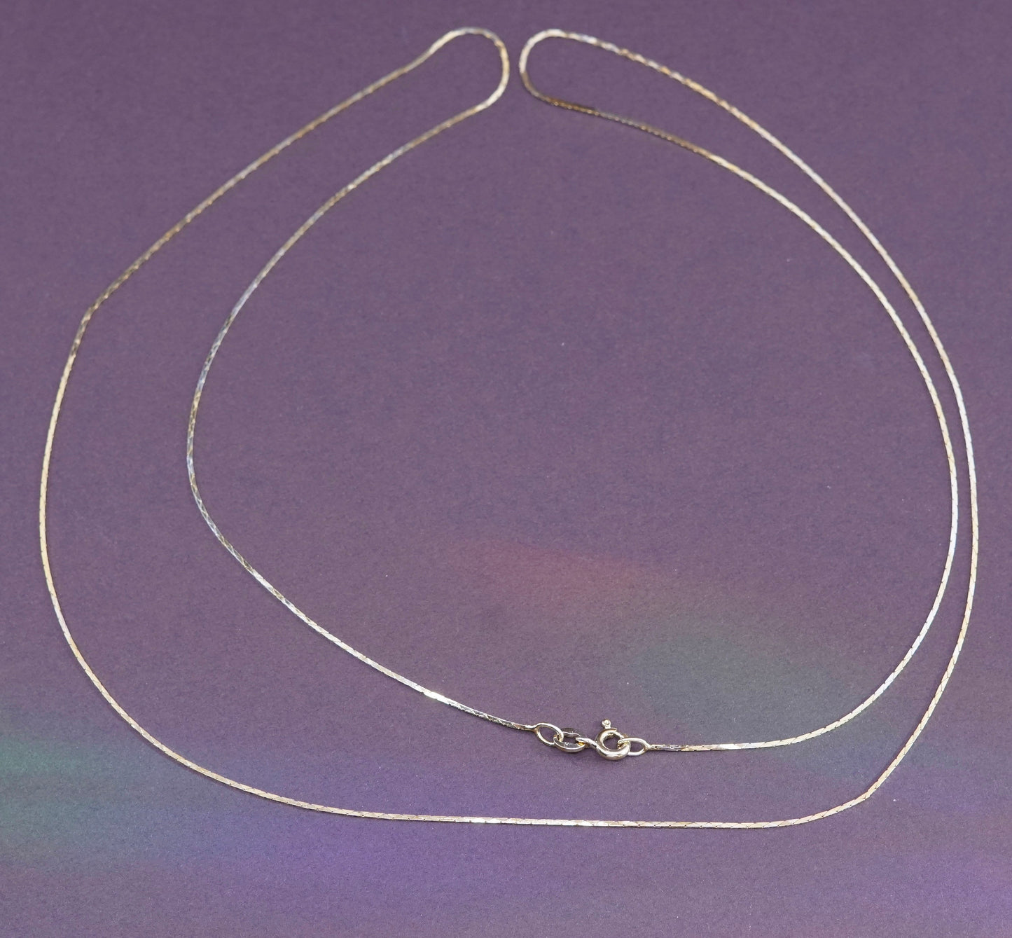 30”, vermeil gold over Sterling silver necklace, Italy 925 square snake chain