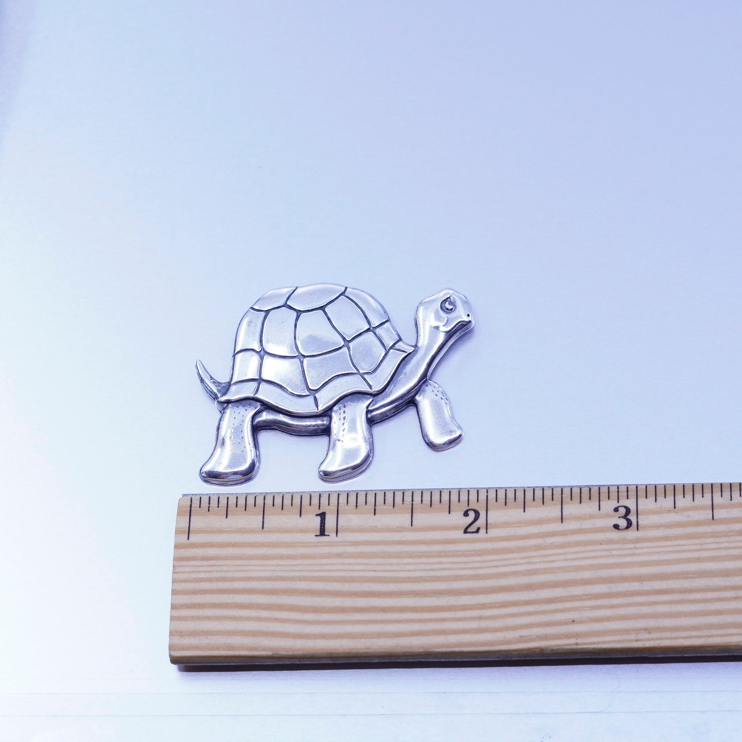 Vintage sterling silver handmade brooch, 925 land turtle pin