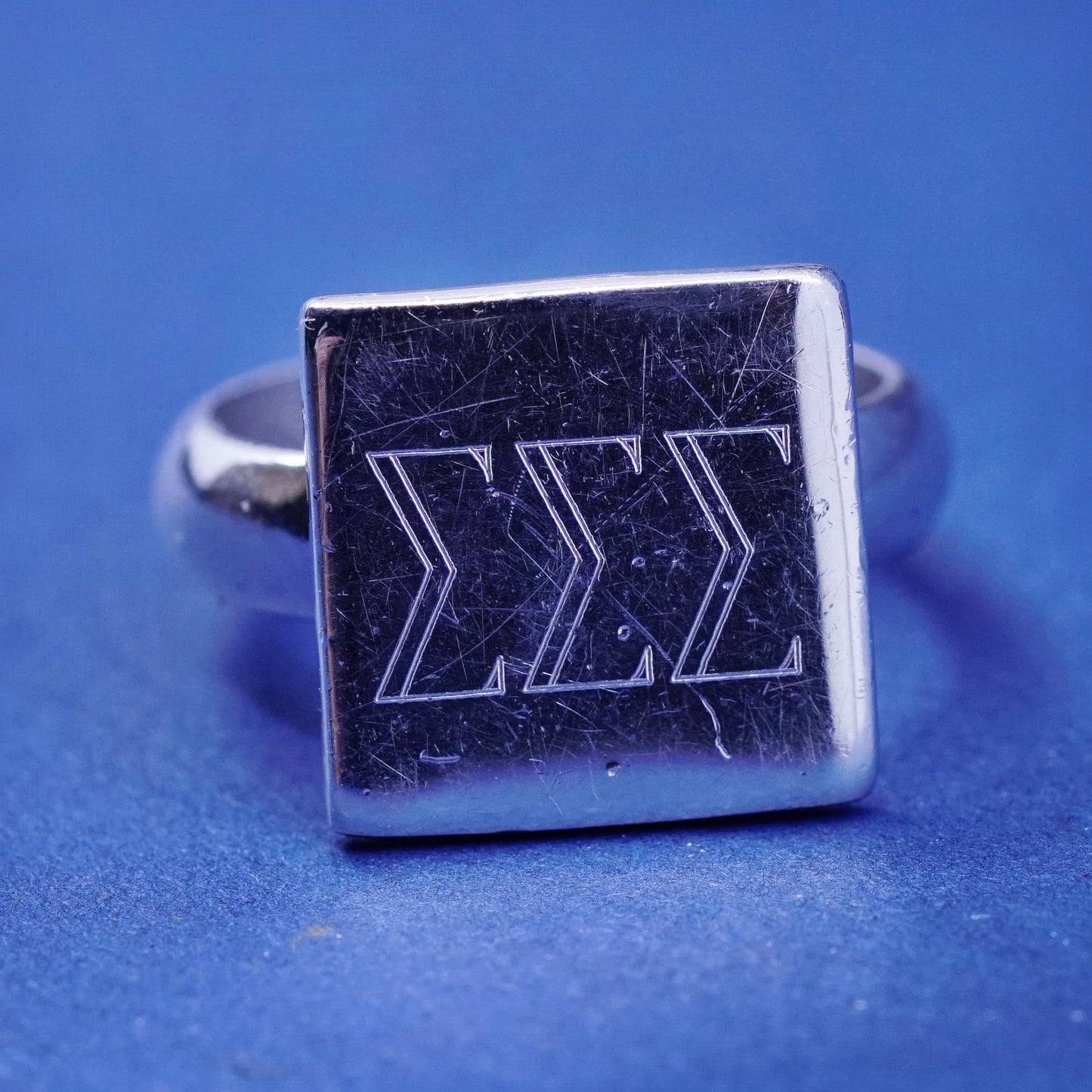 Size 7, vintage sterling silver handmade ring, 925 monogram initial “EEE” ring