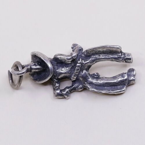 Vintage Sterling Silver Handmade Pendant, 925 Cowboy Charm, Silver Tested