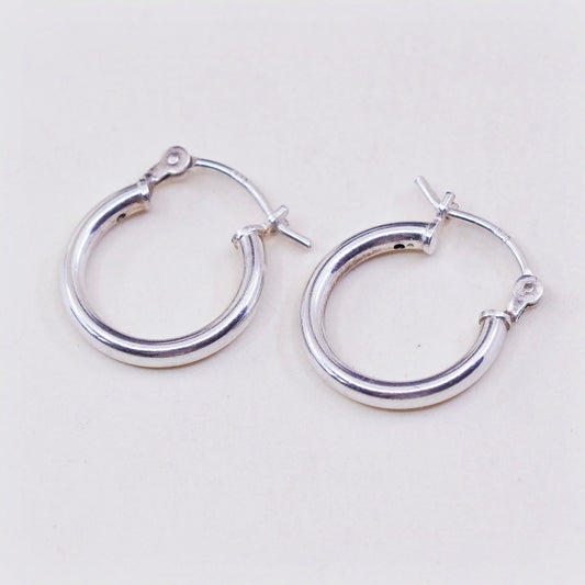 0.5”, Vintage sterling silver loop earrings, minimalist, 925 hoops, huggie