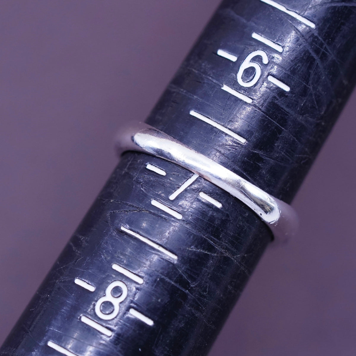 sz 7, vtg Sterling 926 silver handmade ring band w/ obsidian N mother of pearl