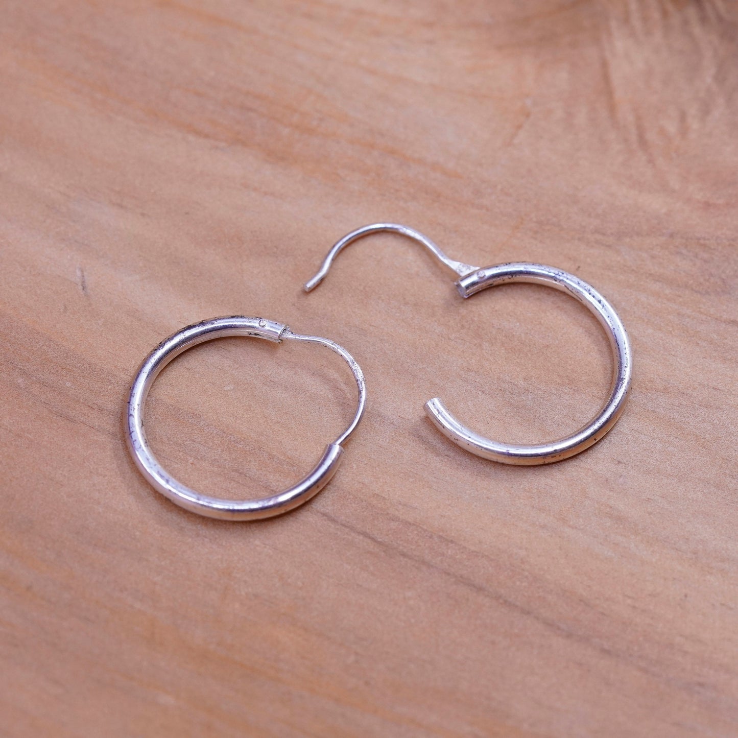 0.75”, Vintage Sterling silver handmade earrings, 925 hoops