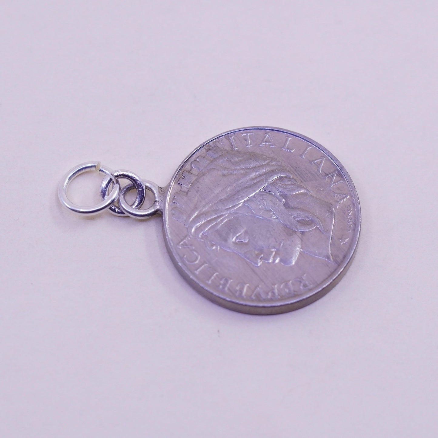 Vintage italian repvbblica coin charm pendant